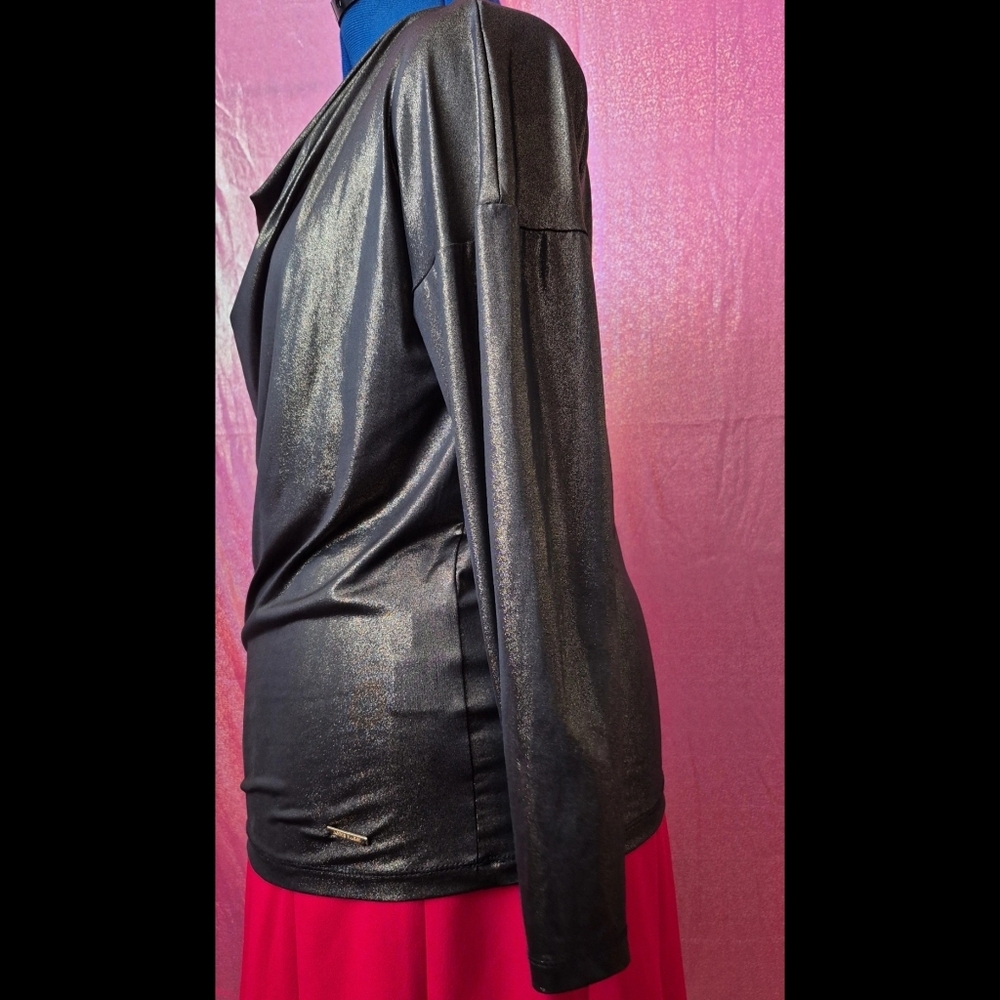 🆕️ LISTING!! GOLD LAME METALLIC COWL NECK BLOUSE - Picture 8 of 13